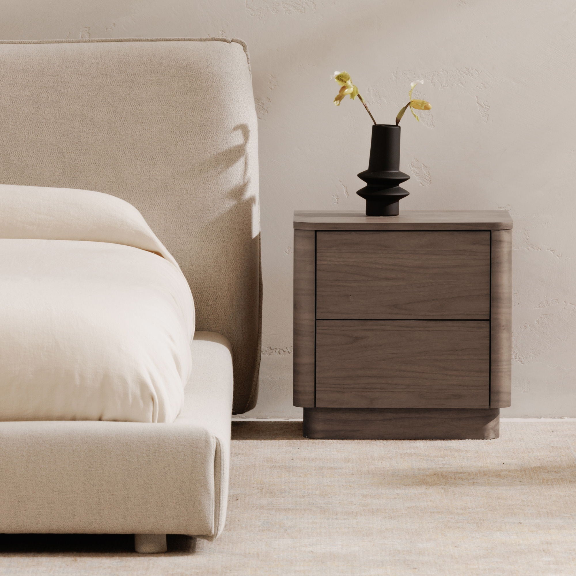 Round Off - Tall Nightstand - Walnut