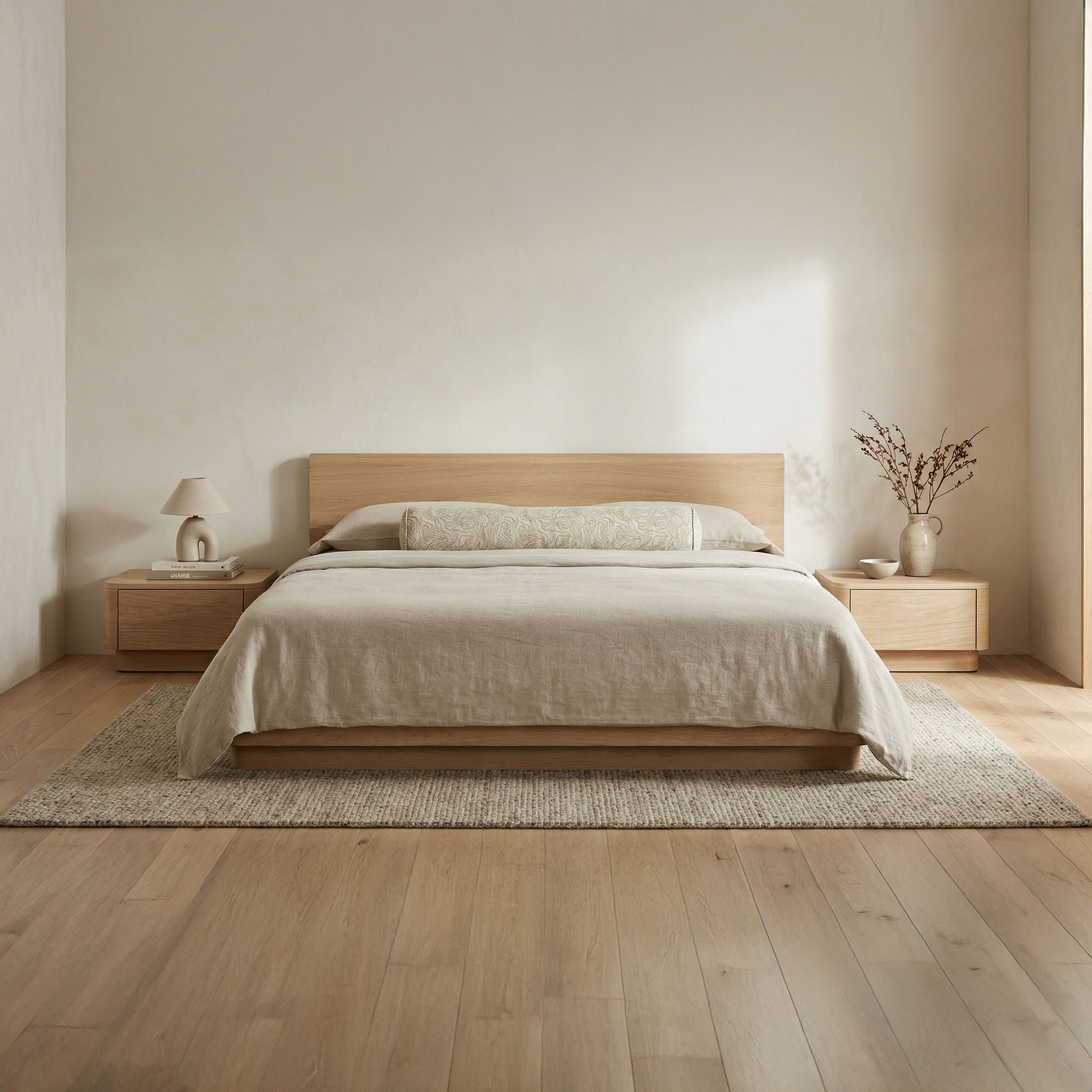 Round Off - King Bed - Natural Oak