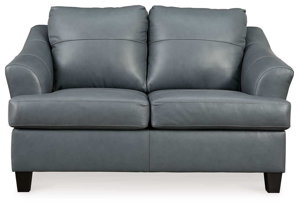 Genoa - Steel - Loveseat - Leather Match