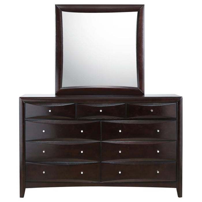 Phoenix - 9-Drawer Dresser With Mirror - Cappuccino