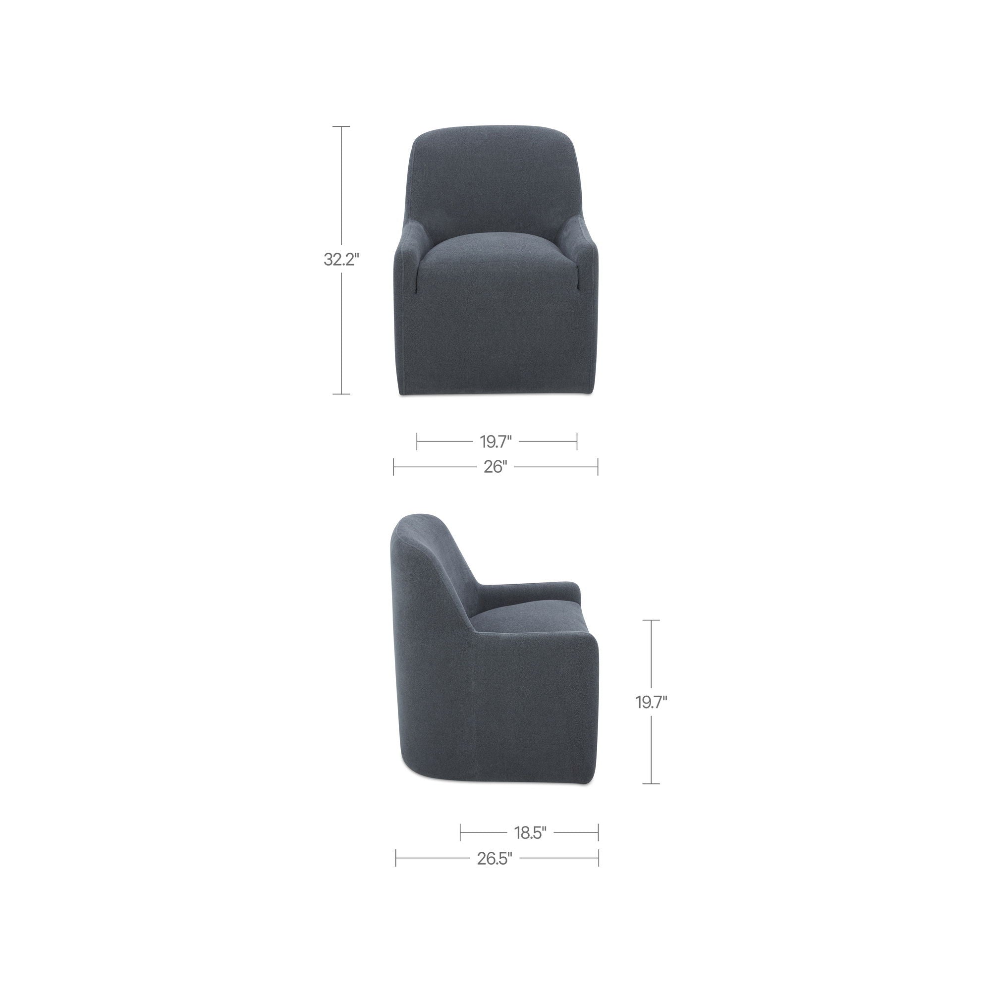 Maisie - Rolling Dining Chair - Slate Blue
