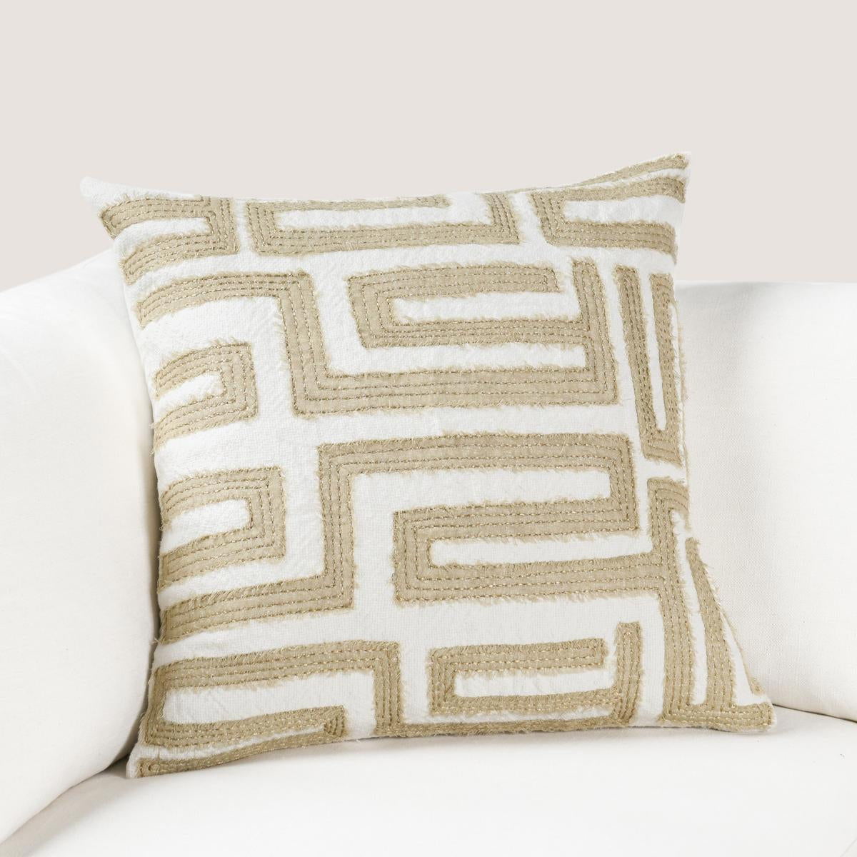 Mateo - 22" x 22" Pillow - Metallic Gold / Ivory