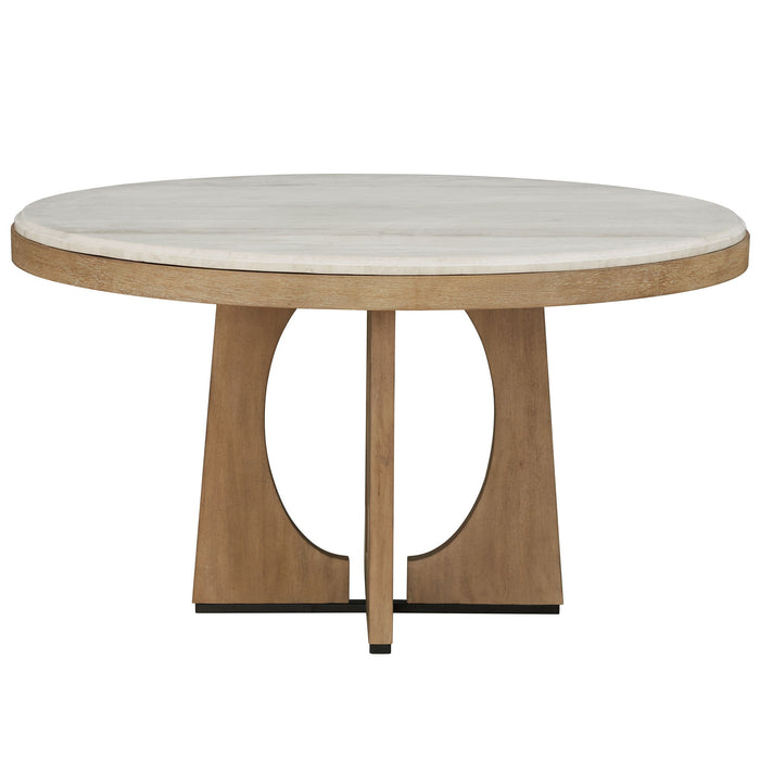 Escape - Round Dining Table - Glazed Natural Oak / Black Metal Trim