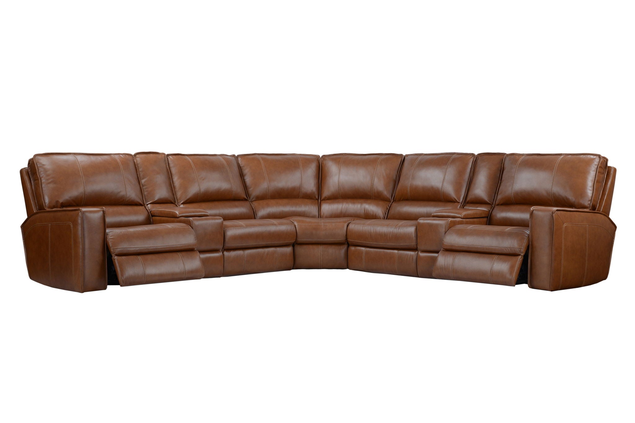 Rockford - 7 Piece Modular Power Reclining Sectional With Power Adjustable Headrests - Verona Saddle