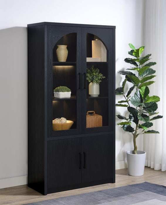 Riva - 4-Door Tall Accent Display Cabinet LED Lighting - Black