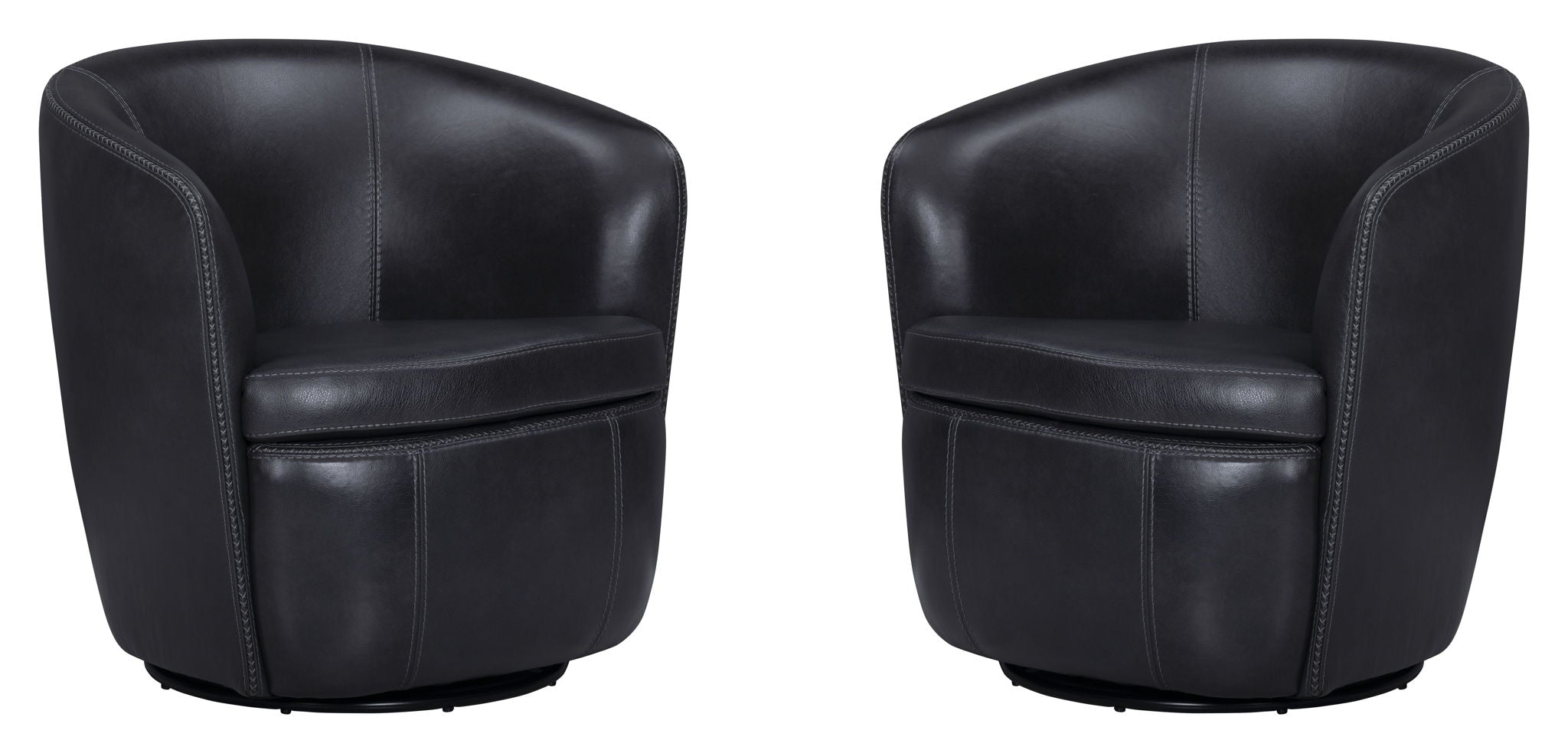 Barolo - 100% Italian Leather Swivel Club Chair (Set of 2)