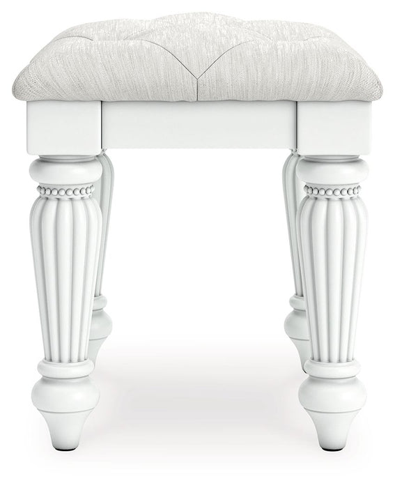 Kozlani - Vanity Upholstered Stool - White