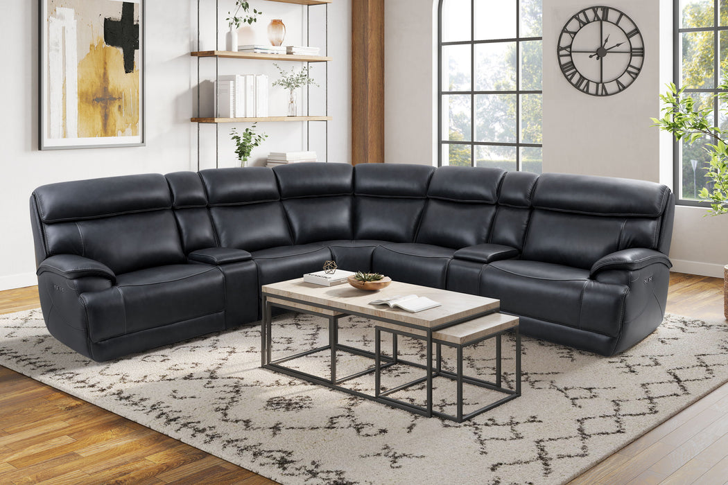 Forum - 7 Piece Modular Power Reclining Sectional with Power Headrests - Blueberry