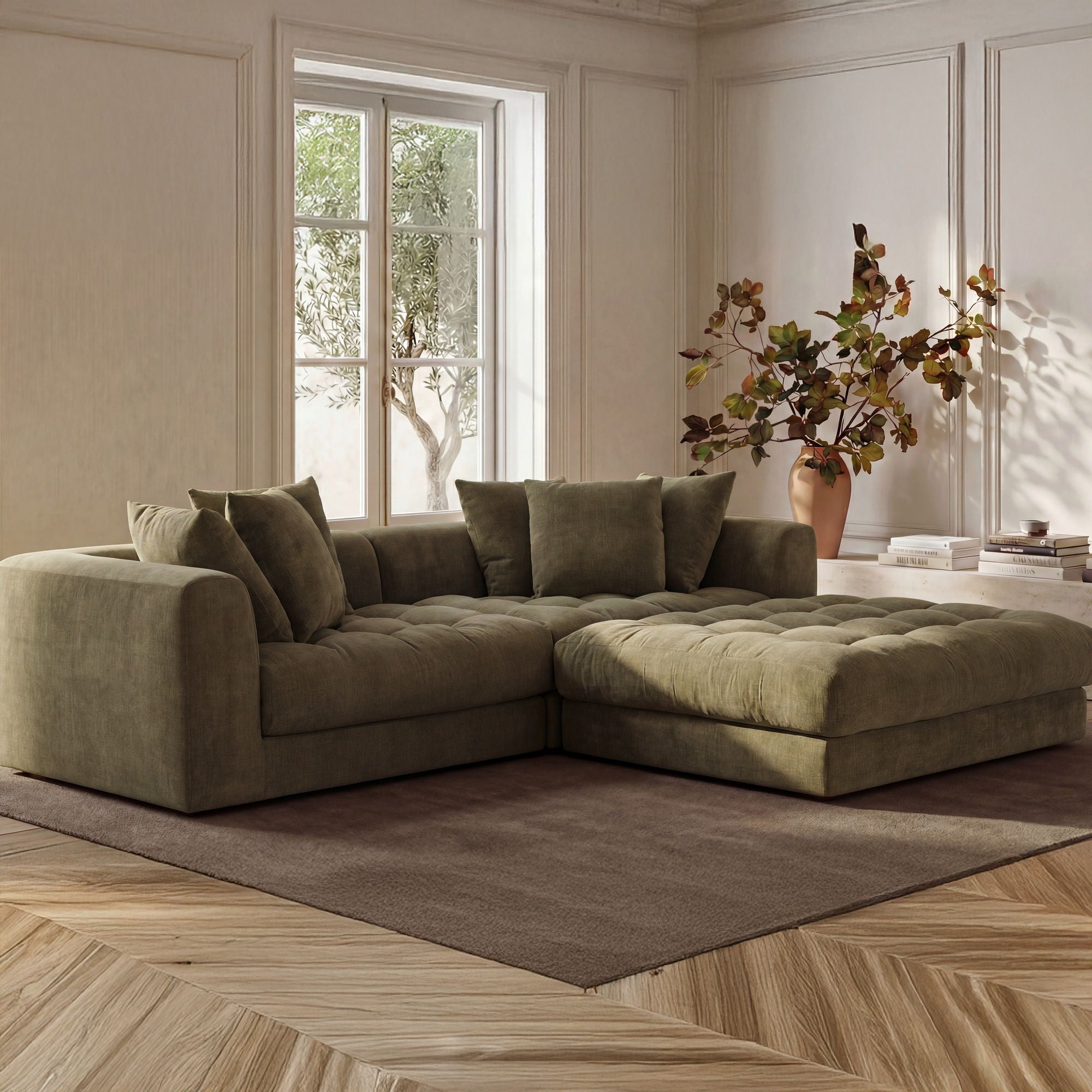 Davie - Ottoman - Olive Green