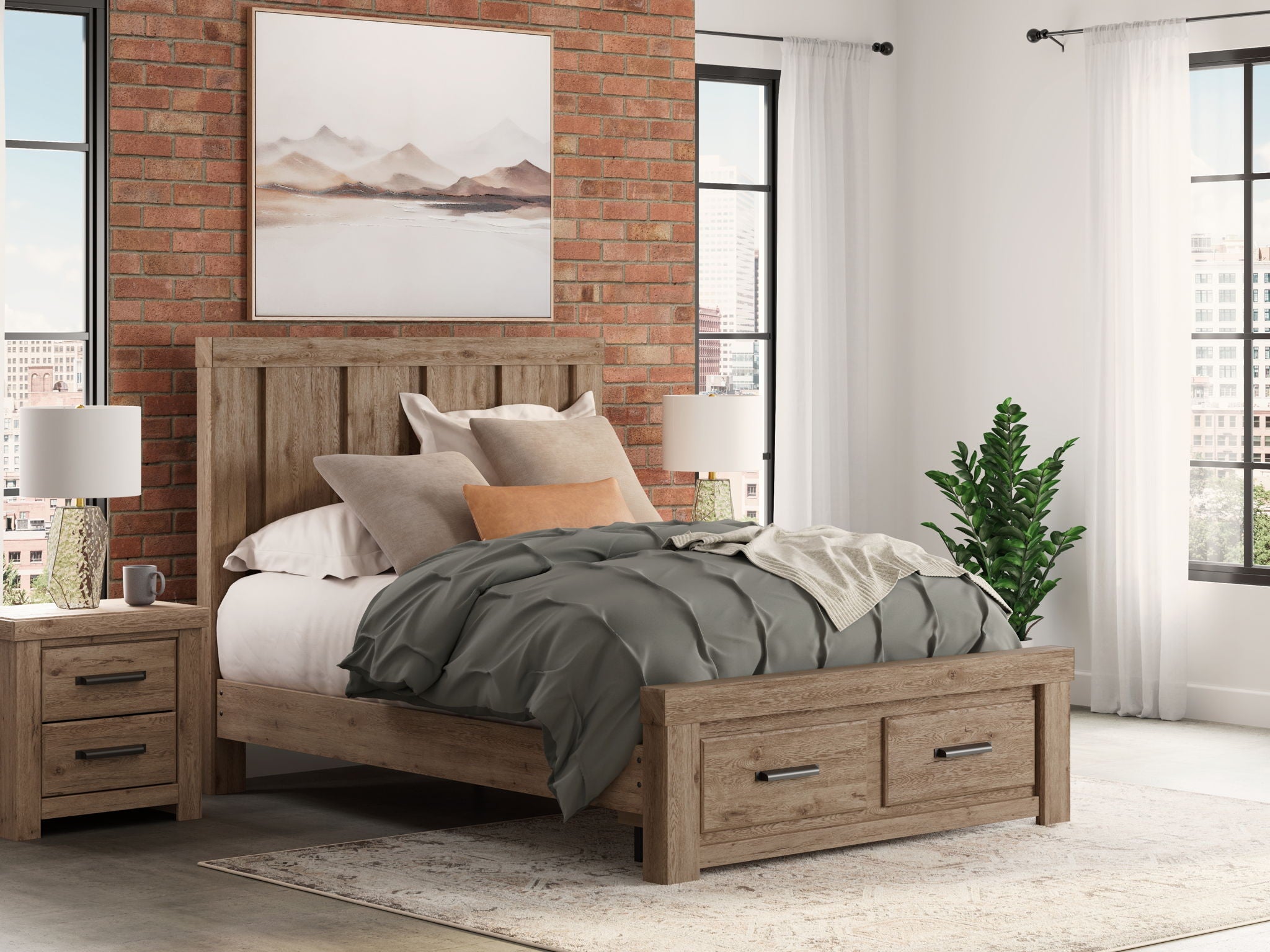 Oliandon - Panel Storage Bed