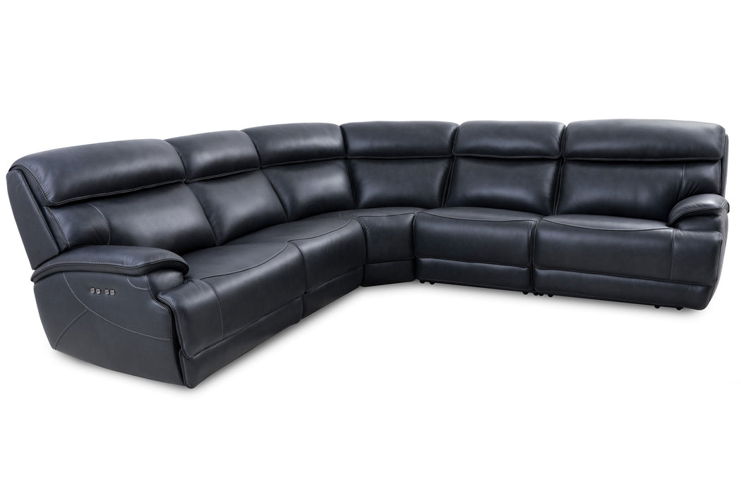 Forum - 5 Piece Modular Power Reclining Sectional with Power Headrests - Blueberry