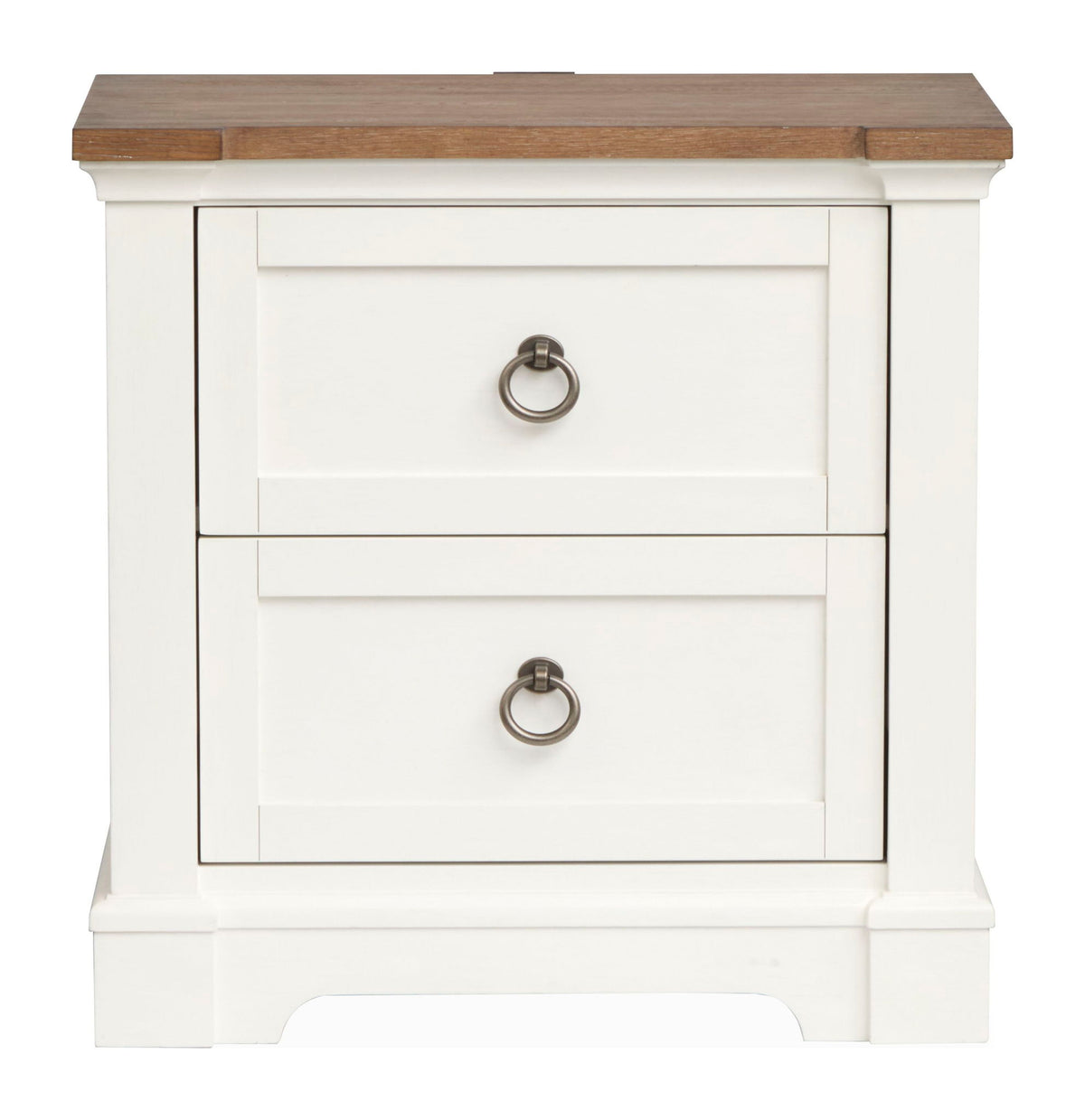 Kingston - Drawer Nightstand - Whisper White And Cerused Nutmeg