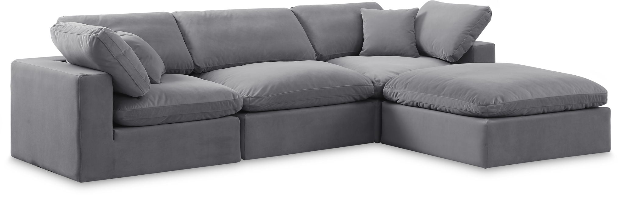 Comfy - 4 Piece Velvet Modular Sectional With Chaise