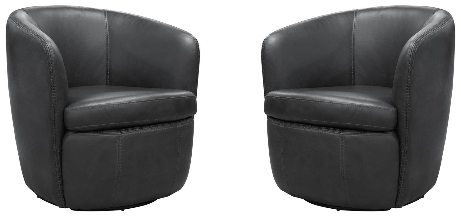 Barolo - 100% Italian Leather Swivel Club Chair (Set of 2)