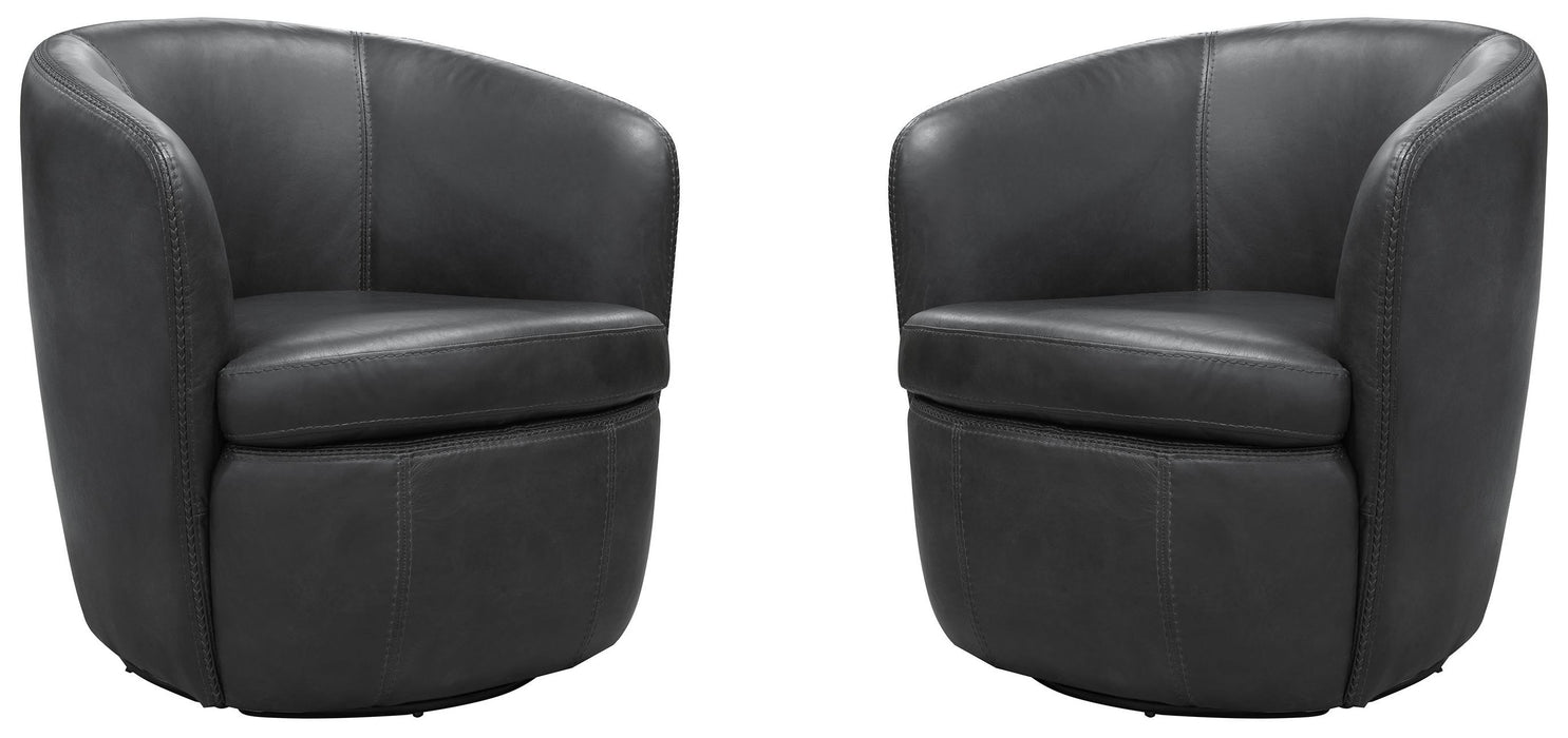 Barolo - 100% Italian Leather Swivel Club Chair (Set of 2)