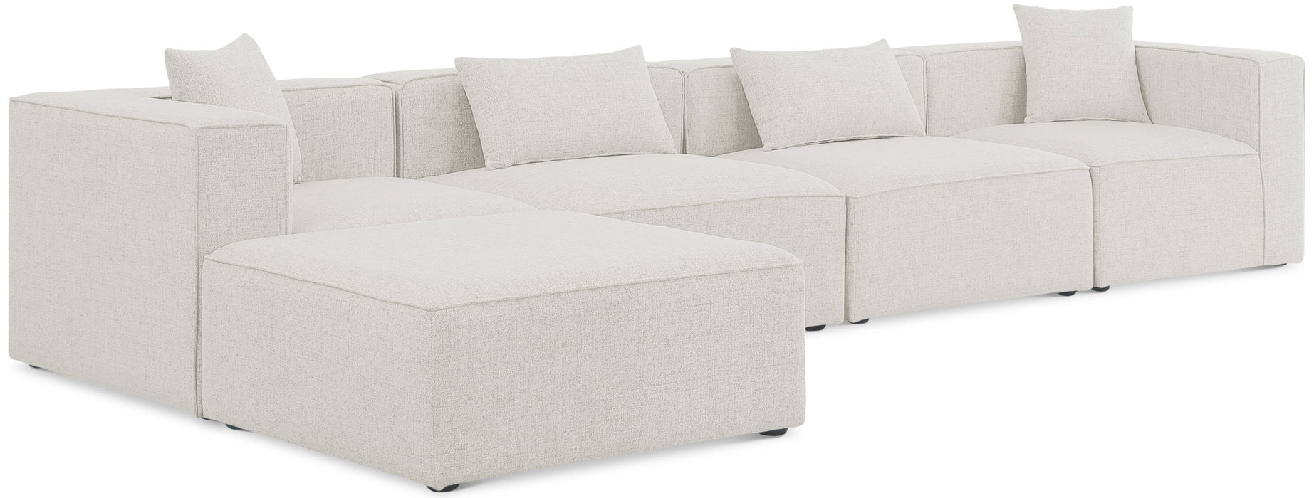Cube - Linen 5 Piece Modular Sectional With Chaise