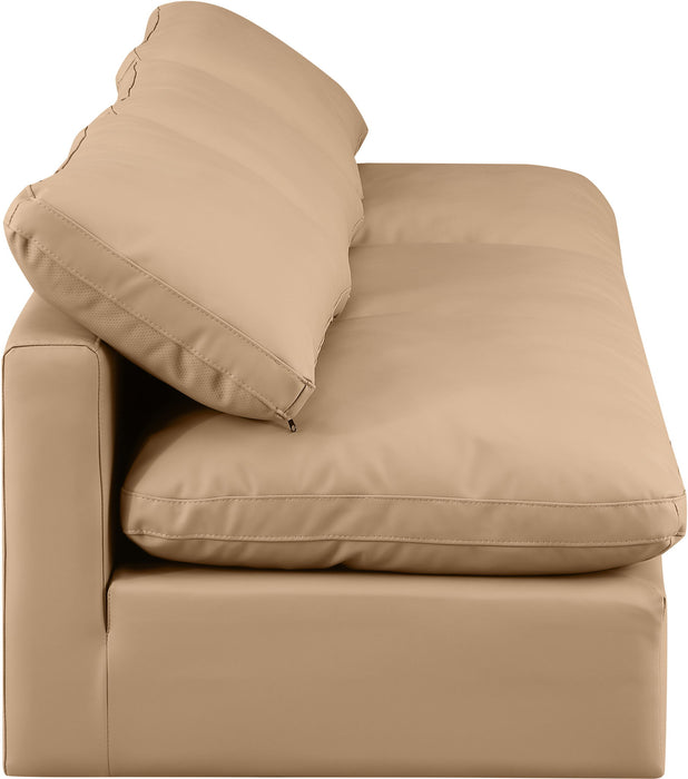 Indulge - Faux Leather 3 Piece Modular Armless Sofa - Tan