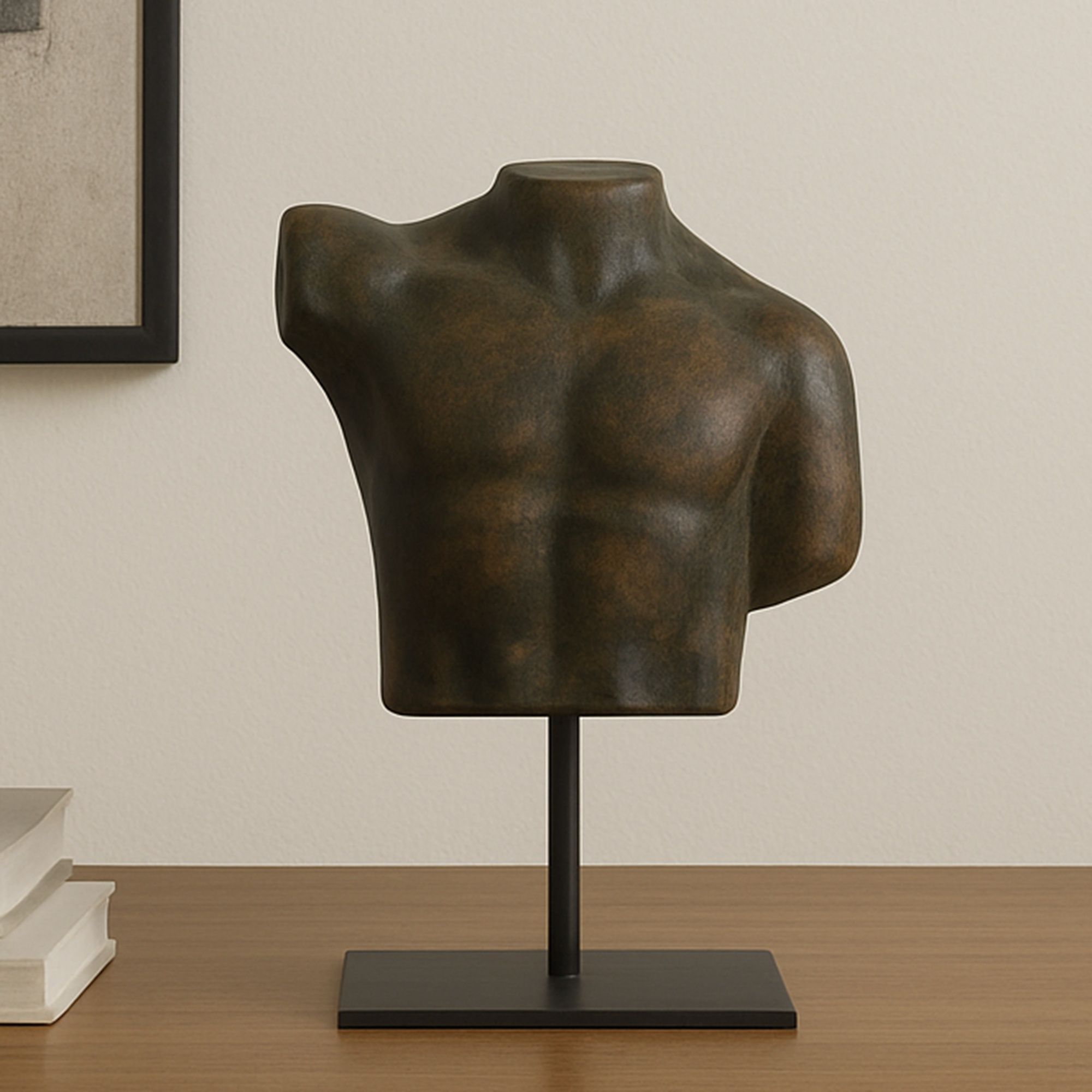 Victor - Cast Aluminum Sculpture - Dark Green Patina / Brown