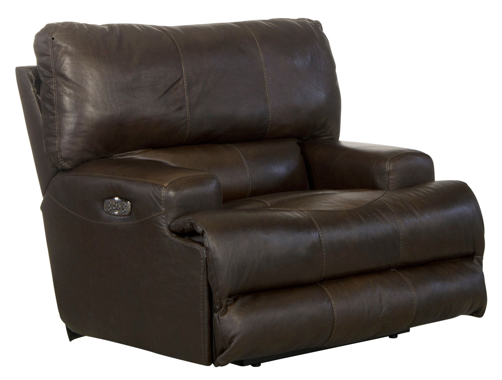 Wembley - Italian Leather Match Power Lay Flat Recliner With Power Adjustable Headrest & Lumbar - Chocolate