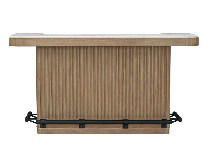 Escape - Dining Bar With 2 Upholstered Swivel Barstools - Glazed Natural Oak / Black Metal Trim