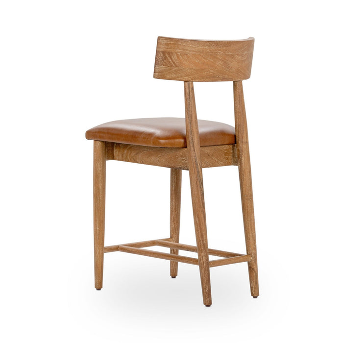 Alvaro - Leather Counter Stool - Golden Wheat
