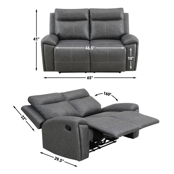 Gaston - Manual Reclining Loveseat - Gray