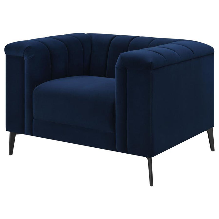 Chalet - Upholstered Tuxedo Arm Tufted Chair - Blue