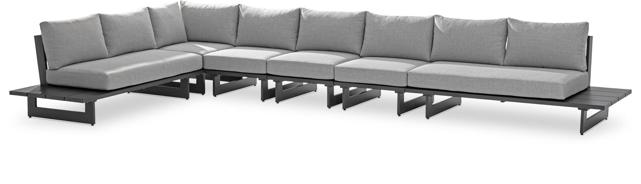 Maldives - 6 Piece Water Resistant Outdoor Patio Modular Sectional With Gray Base