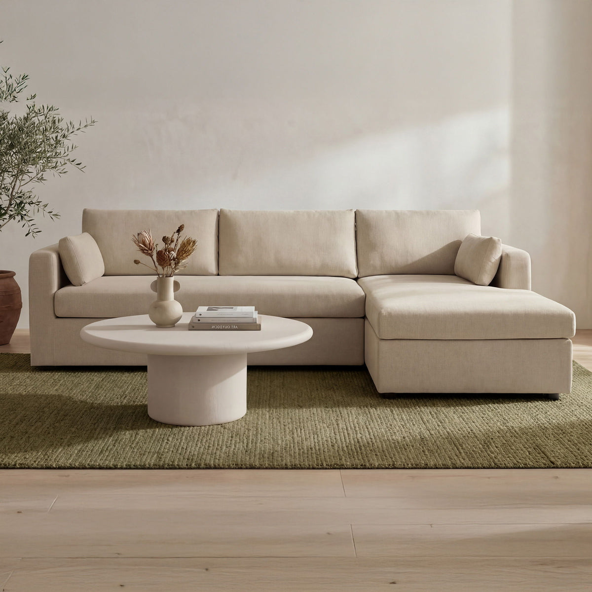 Burrow - Sleeper Sectional With Right Storage Chaise - Sand