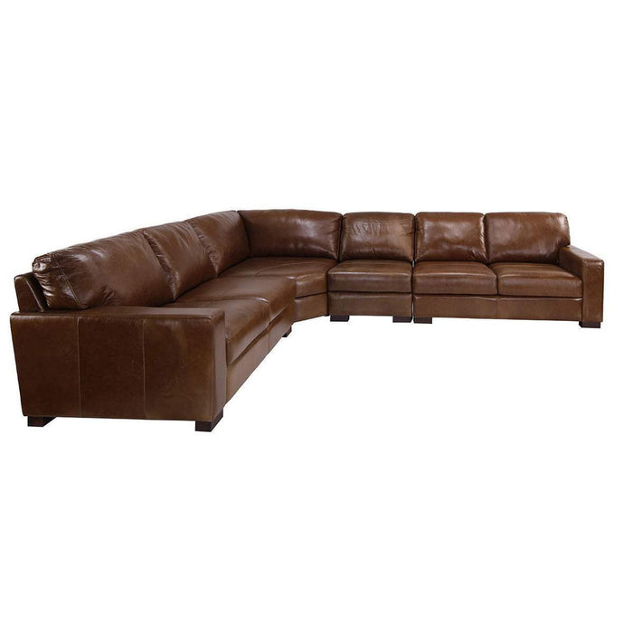 Beckham Chestnut Leather 4-Piece Sectional