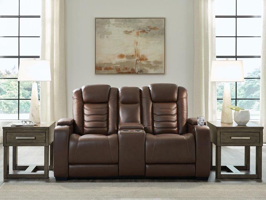 High Impact - Tobacco - Power Reclining Loveseat With Console / Adj Hdrst