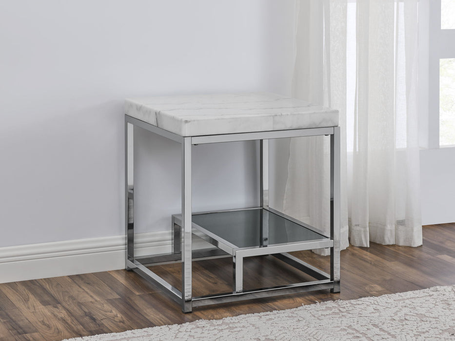 Aston - White Marble Top End Table - White