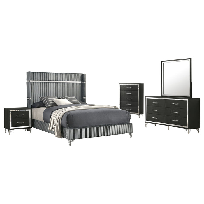 Lucia - Bedroom Set With Upholstered Wingback Panel Bed