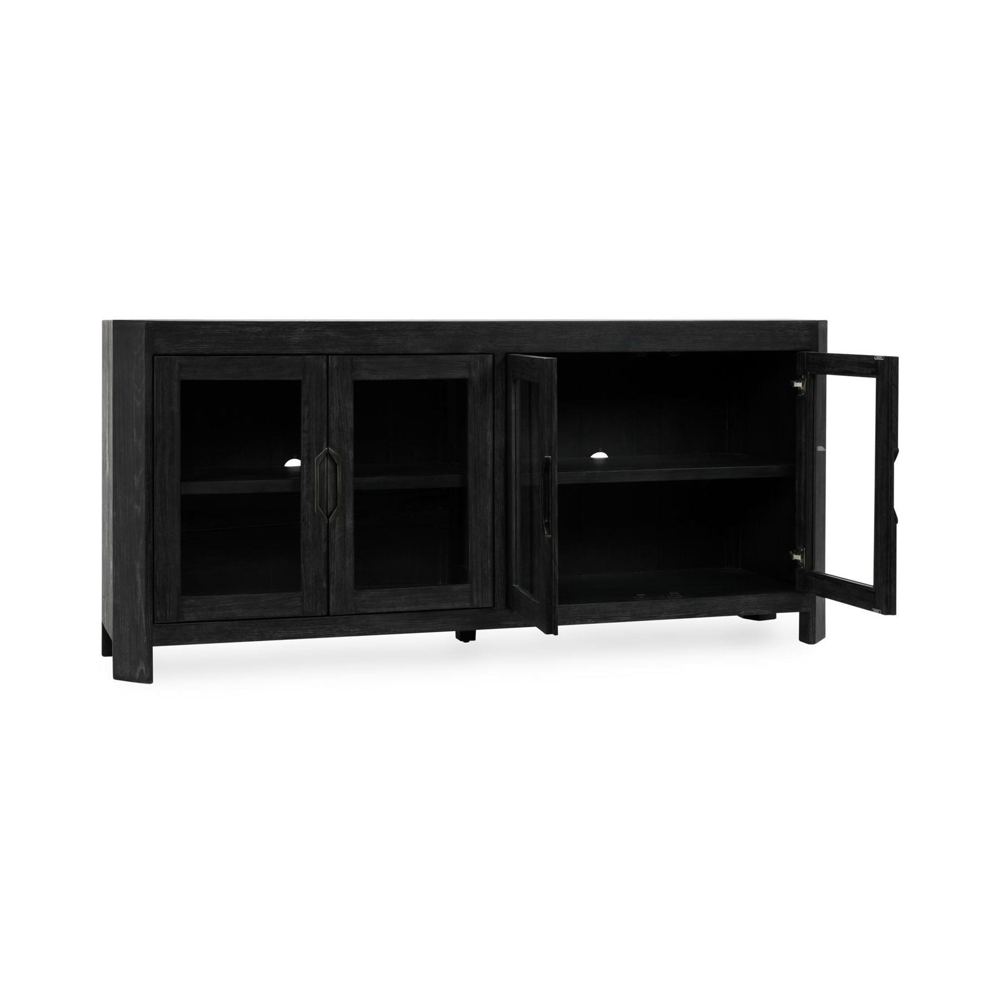 Macarthur - Reclaimed Oak 4 Door Cabinet - Aged Black