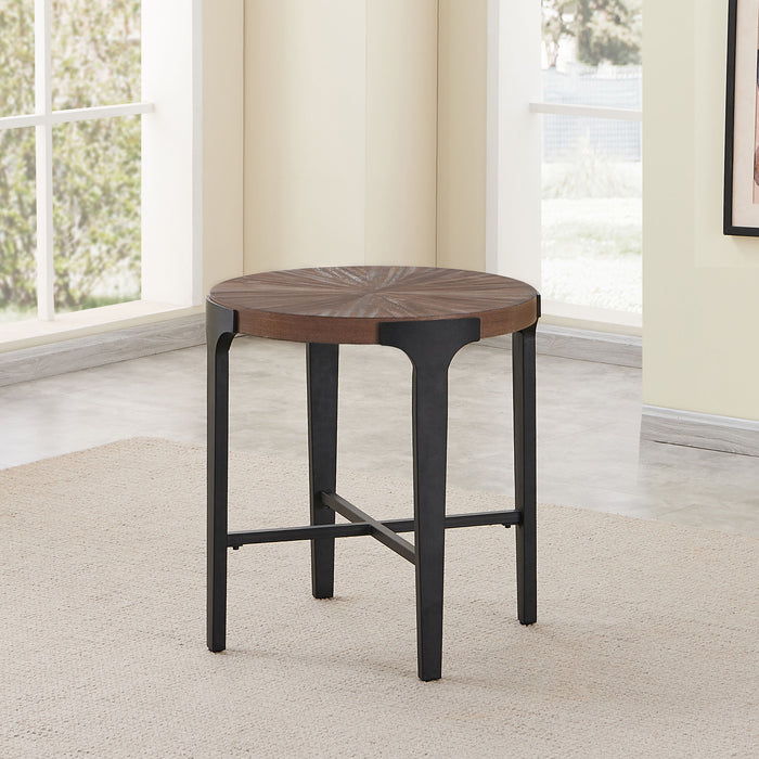 Chevron - Round End Table - Brown