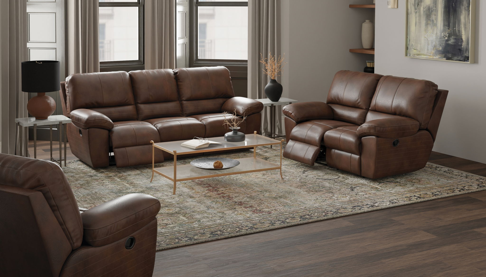 Stetson - Power Lay Flat Reclining Sofa - Walnut