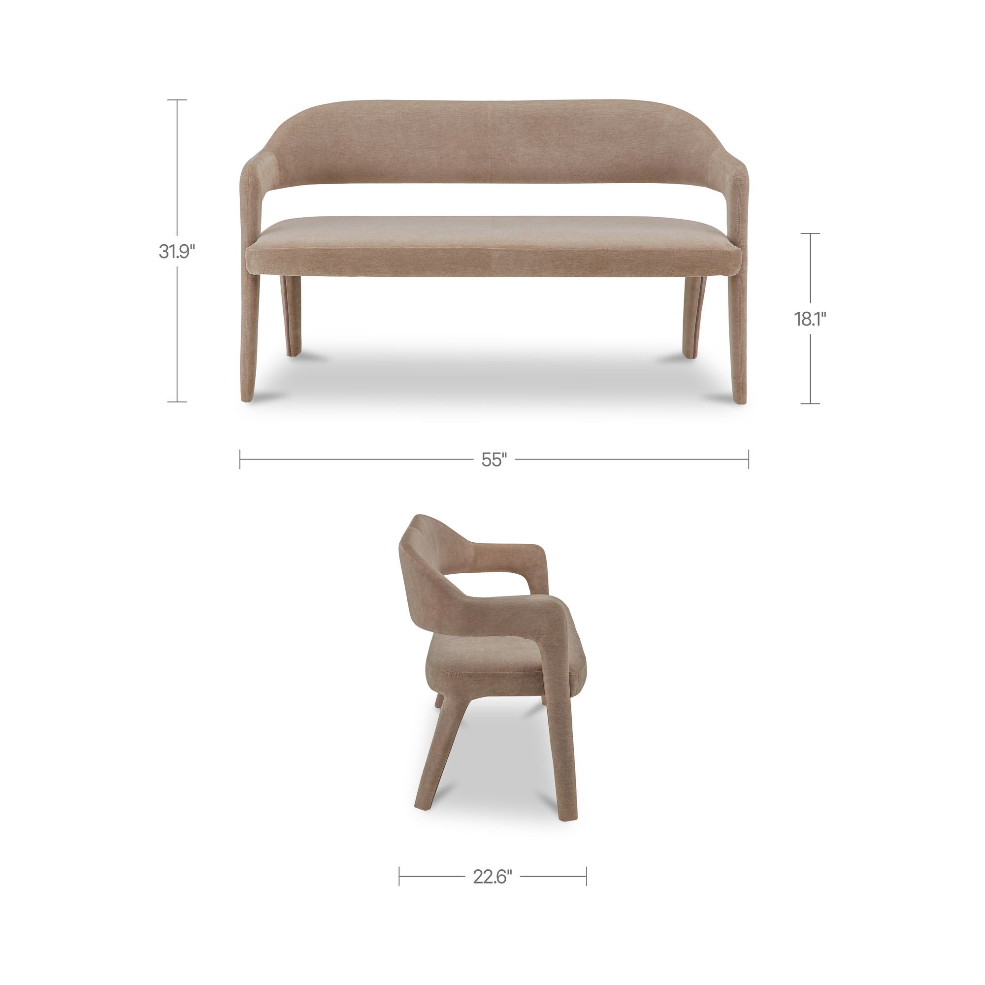 Martens - Dining Bench - Camel / Brown