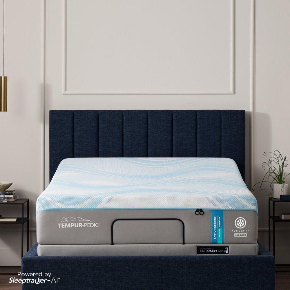 Tempur-Breeze - Tempur-ActiveBreeze Medium Hybrid Mattress With Ergo ProSmart Air Base
