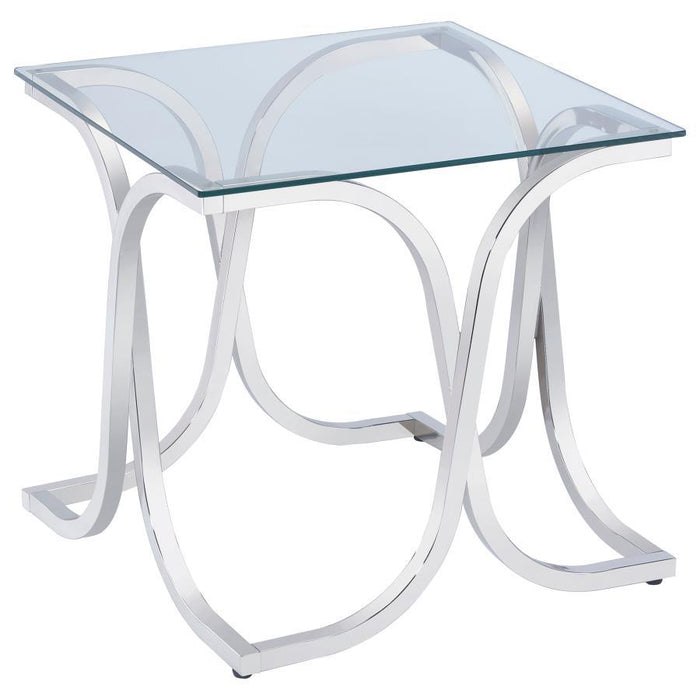 Tess - Curved X-Shaped End Table - Pearl Silver