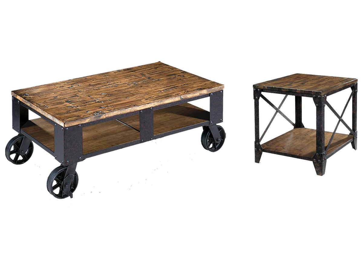 Pinebrook - Rectangular 2 Braking Casters Cocktail Table Set