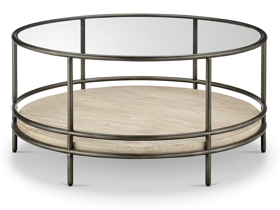 Cena - Round Cocktail Table - Natural And Vintage Nickel