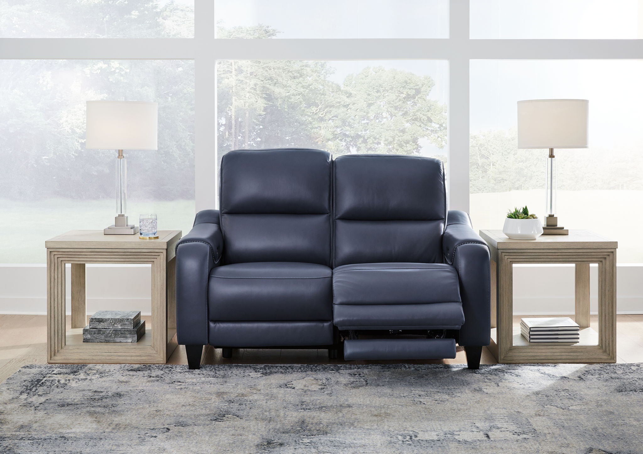 Mercomatic - Power Reclining Loveseat With Adj Headrest - Ocean