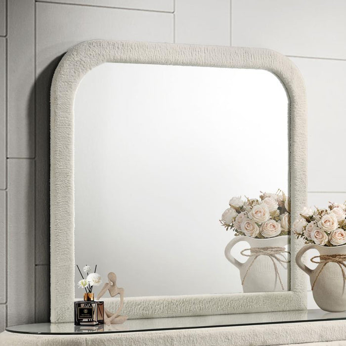 Sonya - Upholstered Bedroom Dresser Mirror - Ivory
