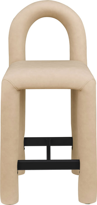 Amari - Vegan Leather and Boucle Fabric Stool
