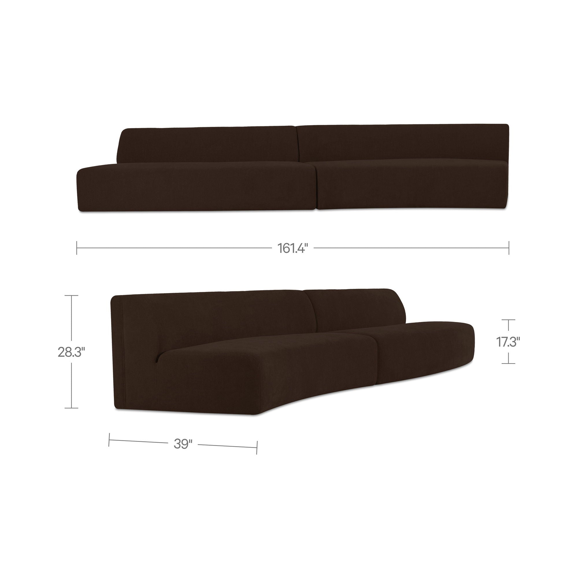 Naomi - 2 Piece Wave Modular Sectional - Dark Brown