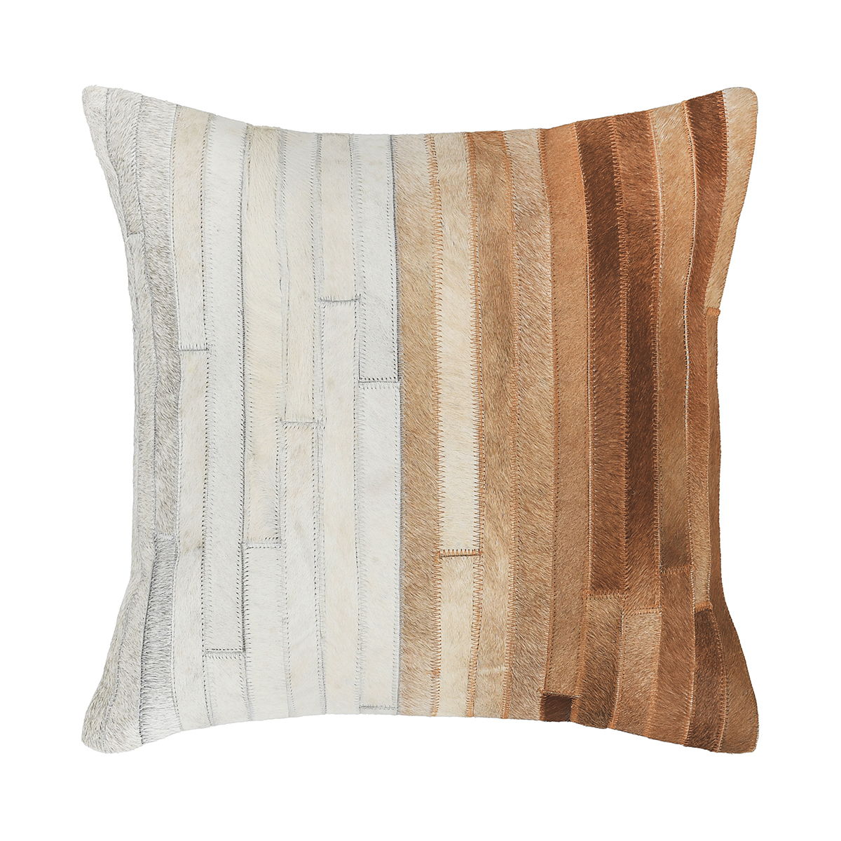 Radiant Oasis - 20" x 20" Meru Hide Pillow - Tan Multi