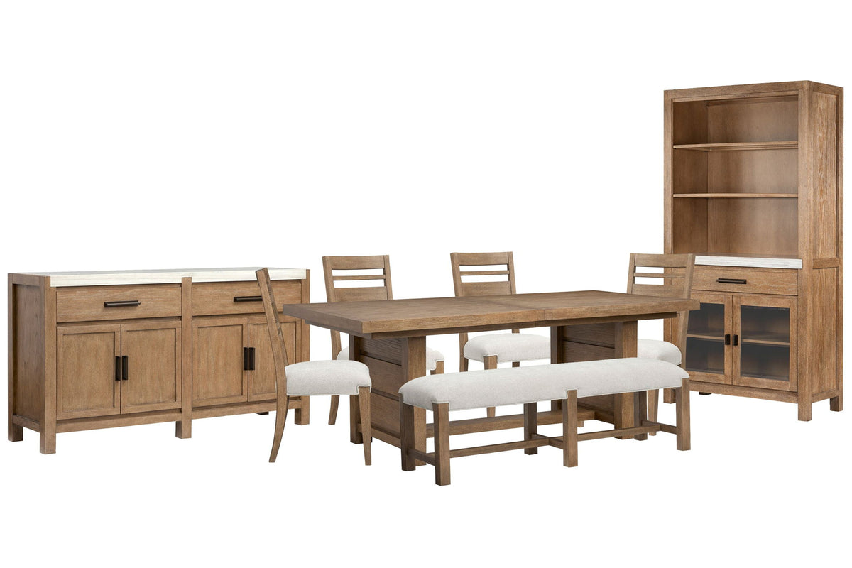 Plum Creek - 8 Piece Extendable Trestle Dining Table Set