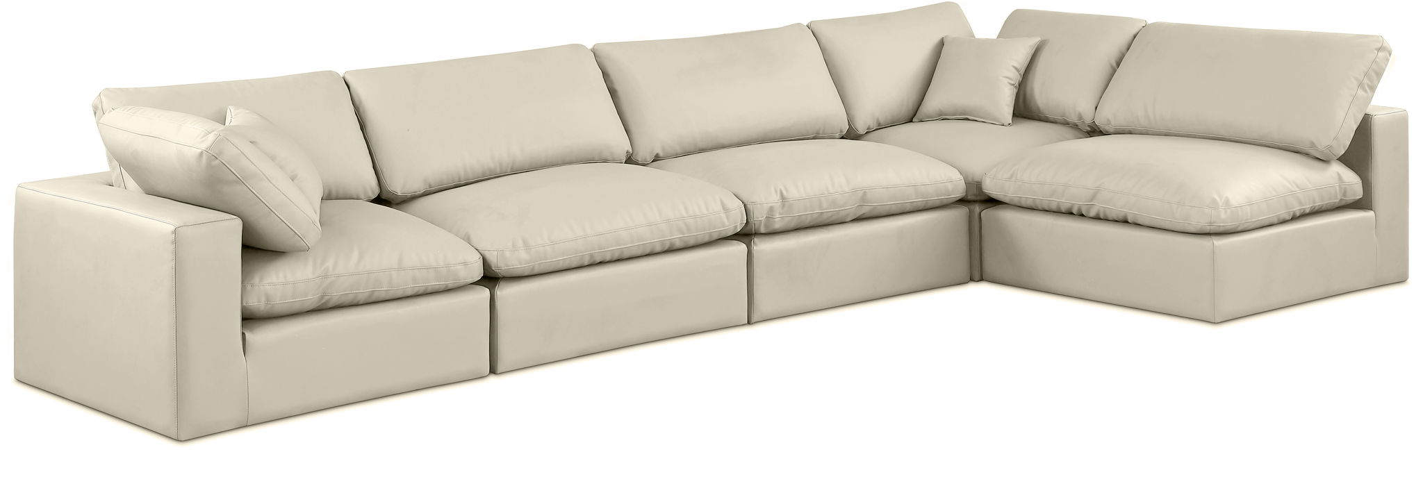 Comfy - 5 Piece Faux Leather Modular Sectional