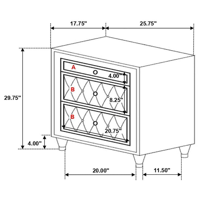 Antonella - Upholstered 3-Drawer Nightstand