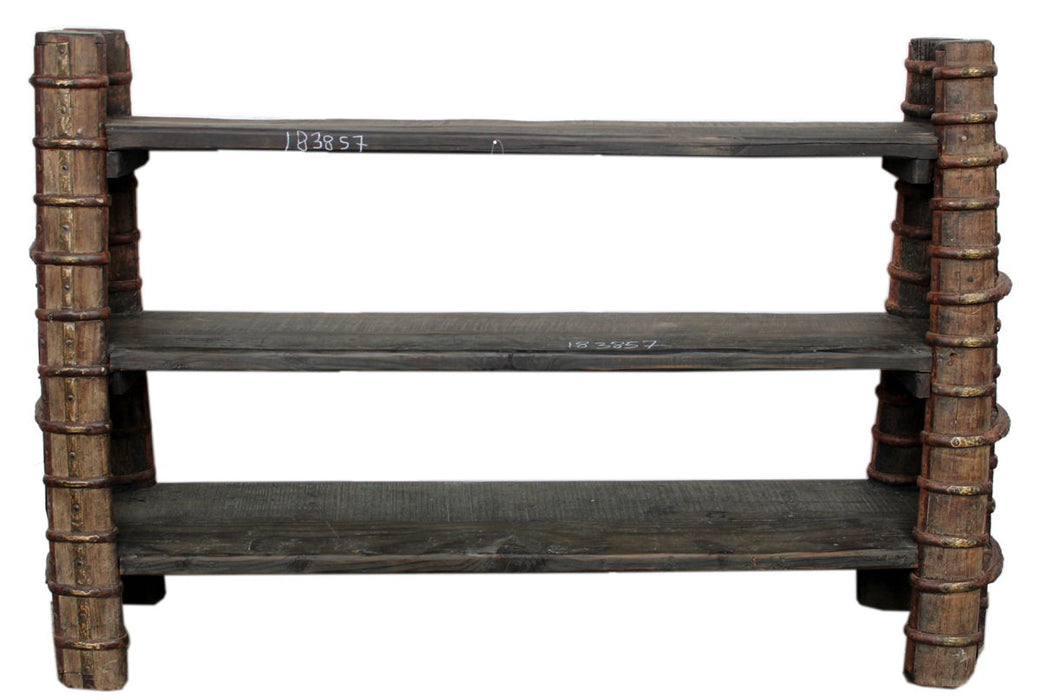 Reclaimed Wood Cart Rack - Black Distressed / Natural